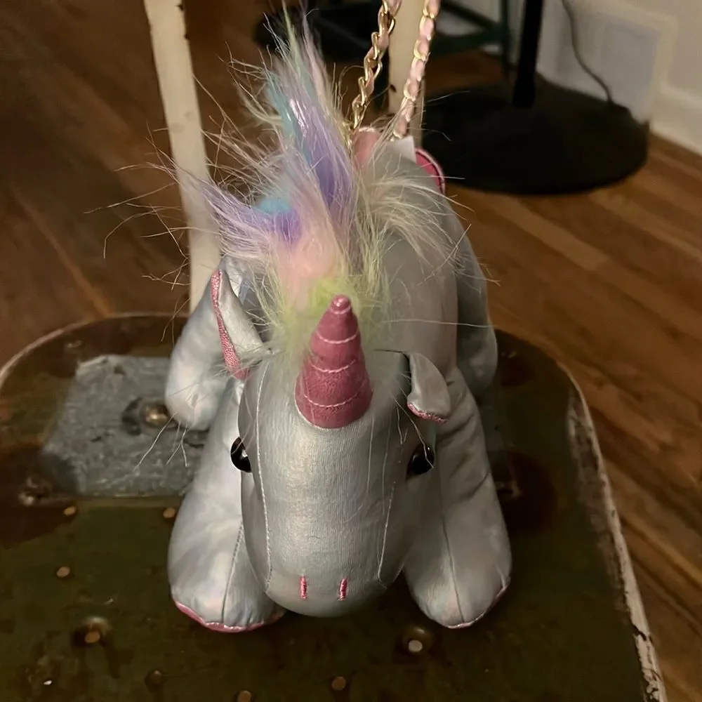 1 LEFT! Olly & Me Mermaid Silver Unicorn Plush Bag