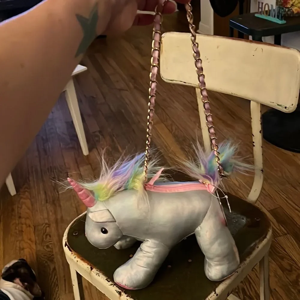 1 LEFT! Olly & Me Mermaid Silver Unicorn Plush Bag