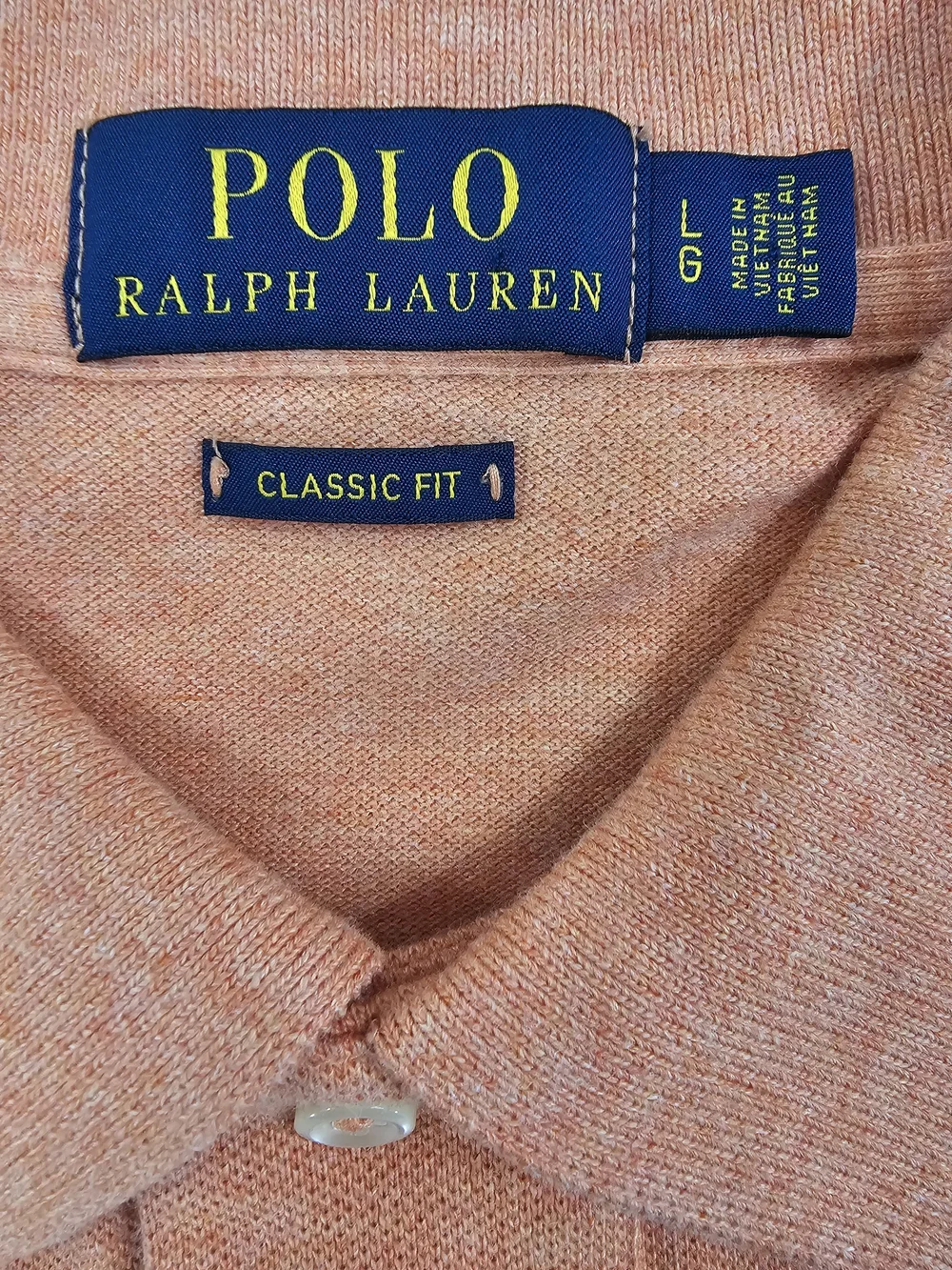 Polo‎ Ralph Lauren Classic Fit Polo Men's L Orange Short Sleeve Blue Logo Shirt