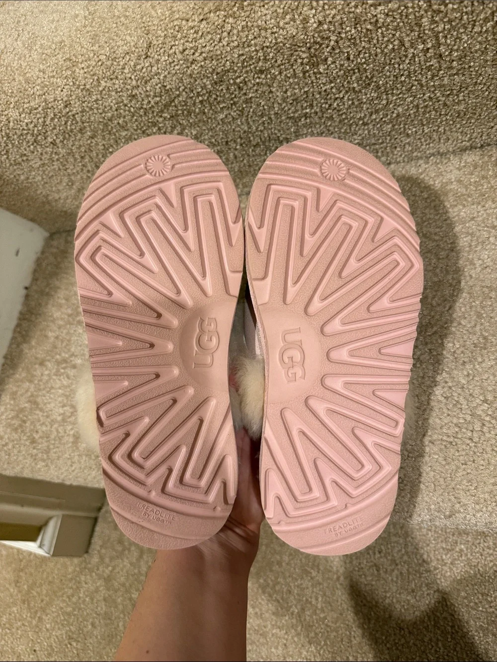 UGG Kids Blush Pink Shearling Clog Slippers