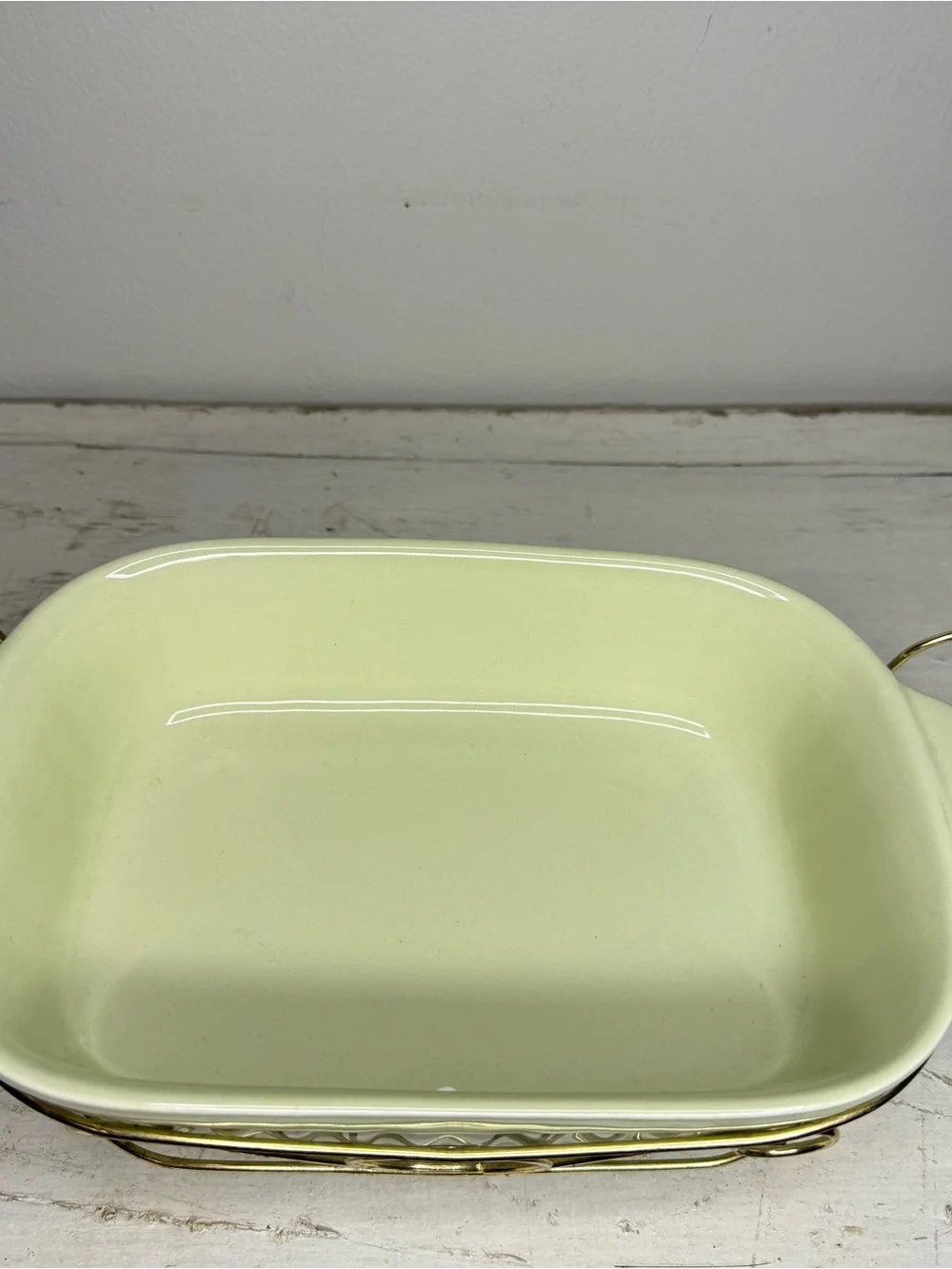 VTG Pfaltzgraff FTDA 1983 Pale Green 32 Oz. Casserole Dish W/ Wire Rack Holder
