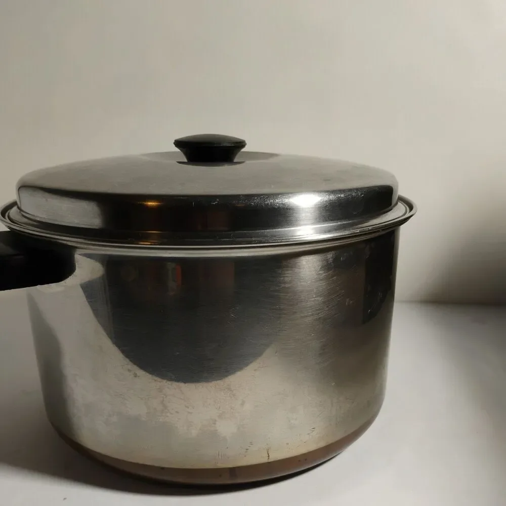 Vintage Eckoware Thick Copper Bottom 5qt Stock Pot  W/Lid  Chicago/39  USA