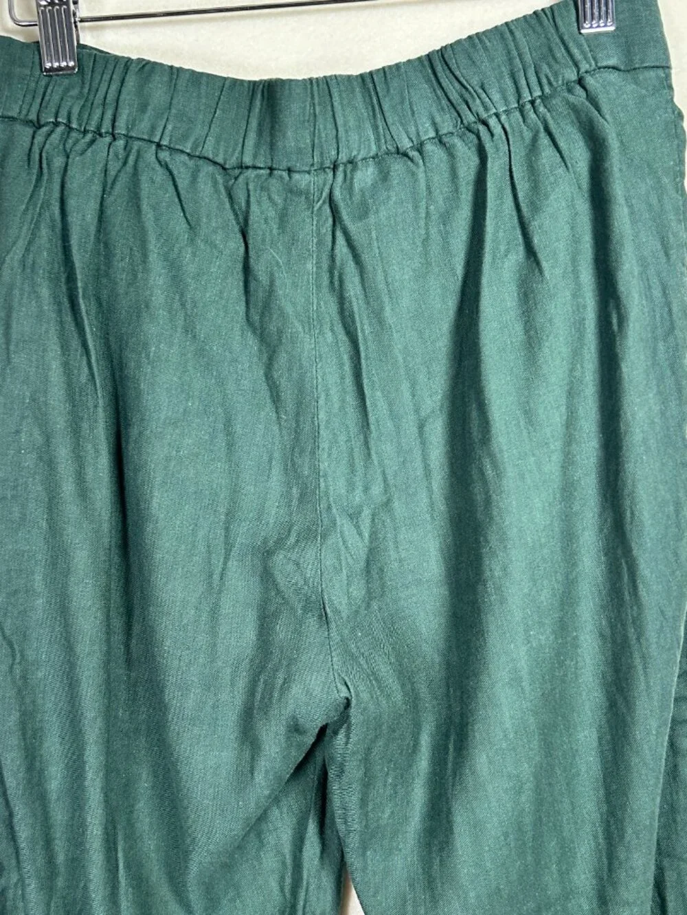 Babaton Aritzia Emerald Green Linen Blend Tailored Straight Leg Trousers size 6