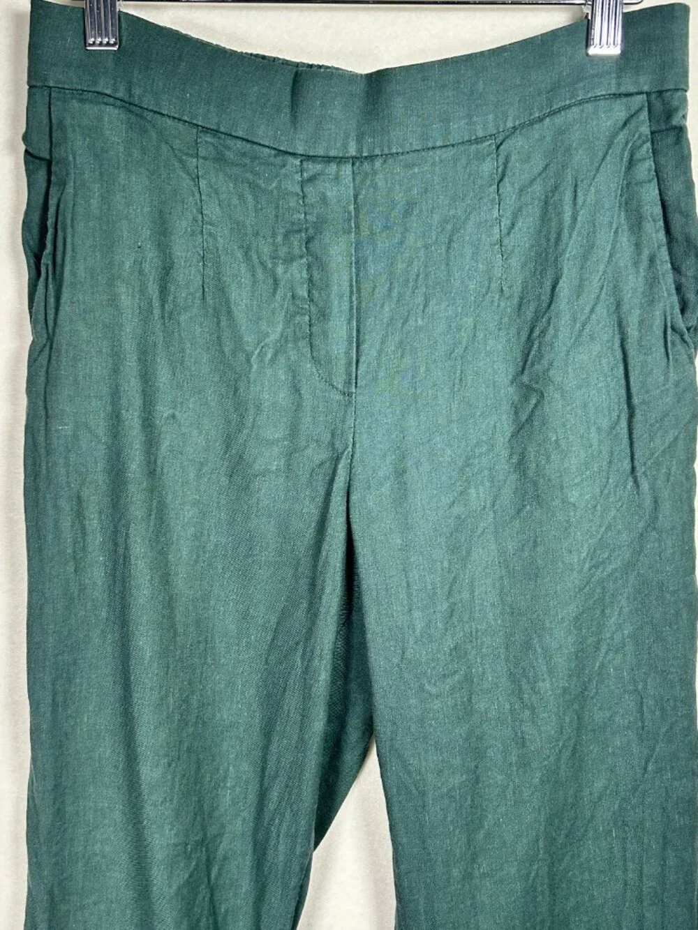 Babaton Aritzia Emerald Green Linen Blend Tailored Straight Leg Trousers size 6