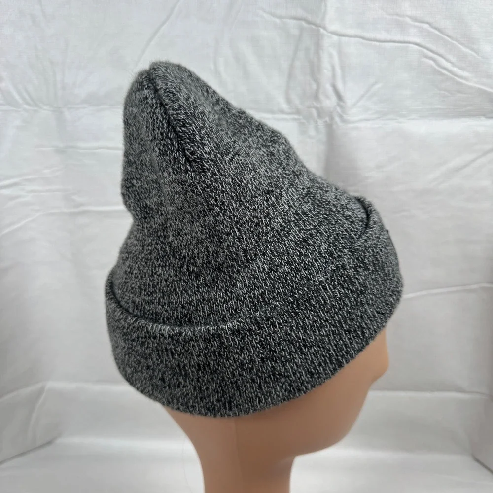 Ben Davis Mens Marled Grey Knit Cuffed Beanie Hat Made in USA