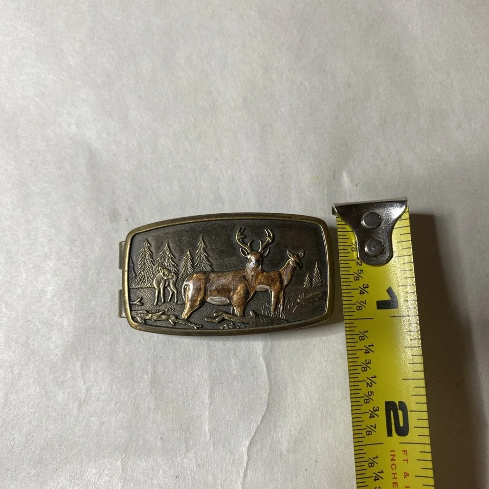 Vintage ANSON‎ ENAMEL DEER MONEY CLIP WITH DOUBLE ACTION SPRING MADE IN THE USA