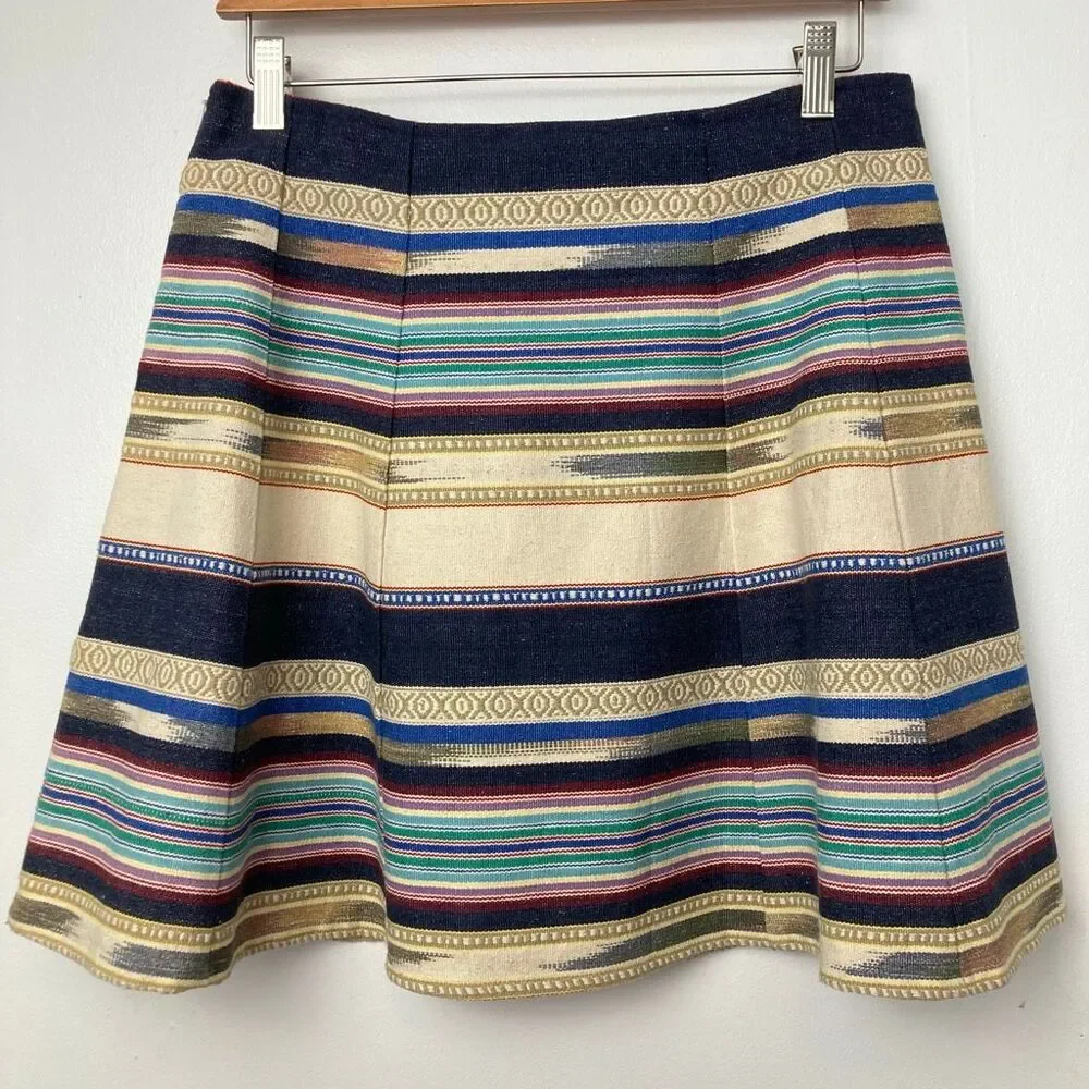 NWT Anthropologie Chloe Oliver Hayley‎ Skater Mini Skirt Multicolor Striped sz 6