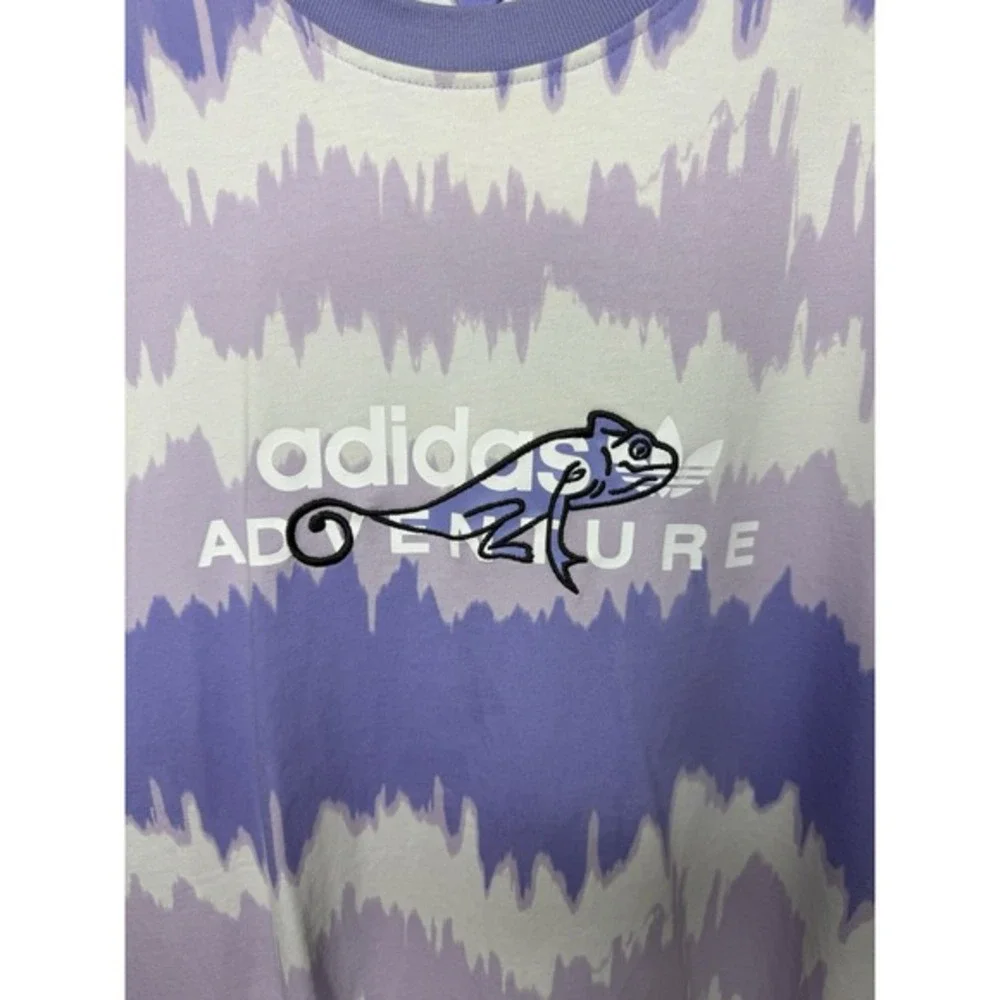 Adidas Mens S Purple White Adventure Archive AOP Printed Short Sleeve T Shirt‎ S