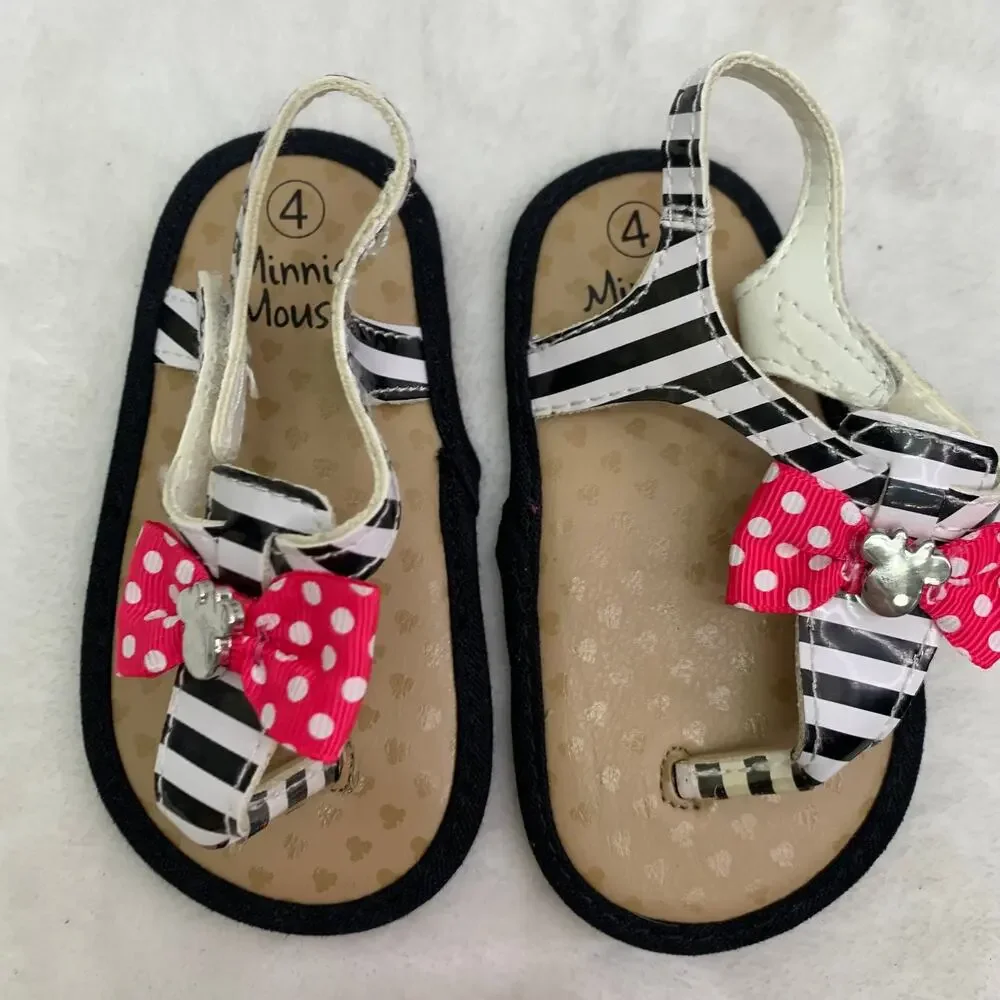 NWOT Disney Minnie Mouse Toddler Girls Sz 4 Sandals Walking Shoes Summer Sling