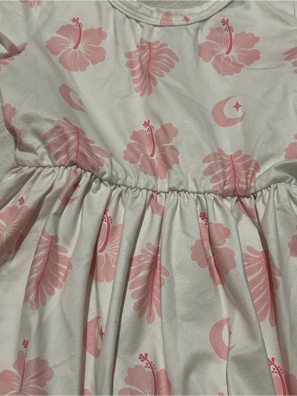 Sweet Honey Hawaii Cream Dress with Pink Floral & Moon Print