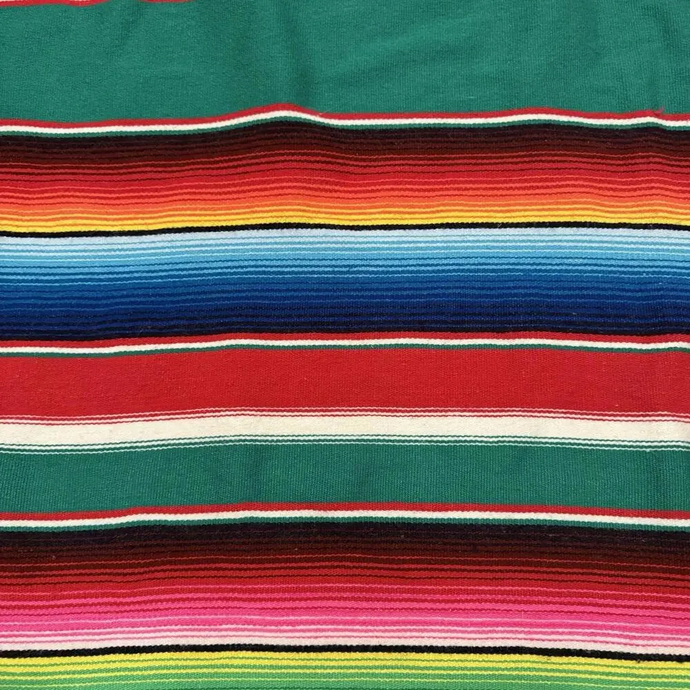 NWOT Vintage Mexican Serape‎ Saltillo Blanket Woven Stripes Southwest Wool 76x47