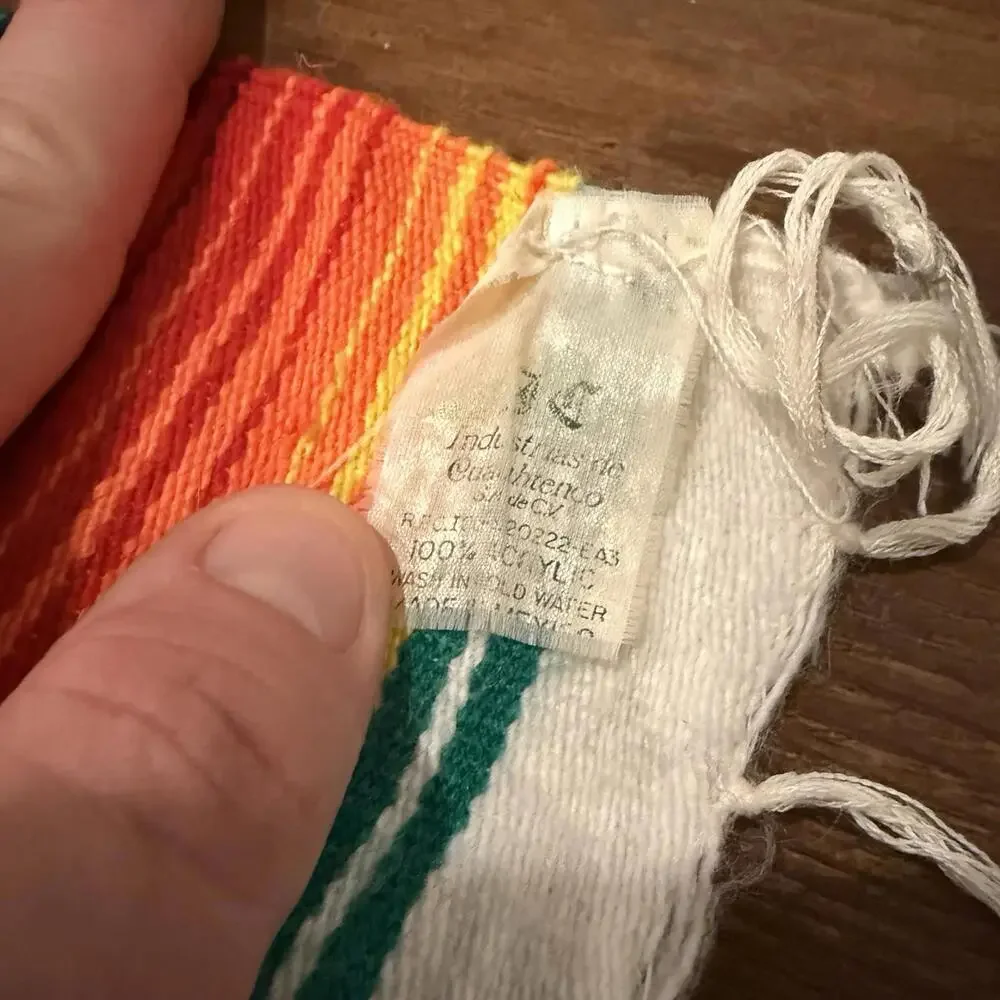 NWOT Vintage Mexican Serape‎ Saltillo Blanket Woven Stripes Southwest Wool 76x47