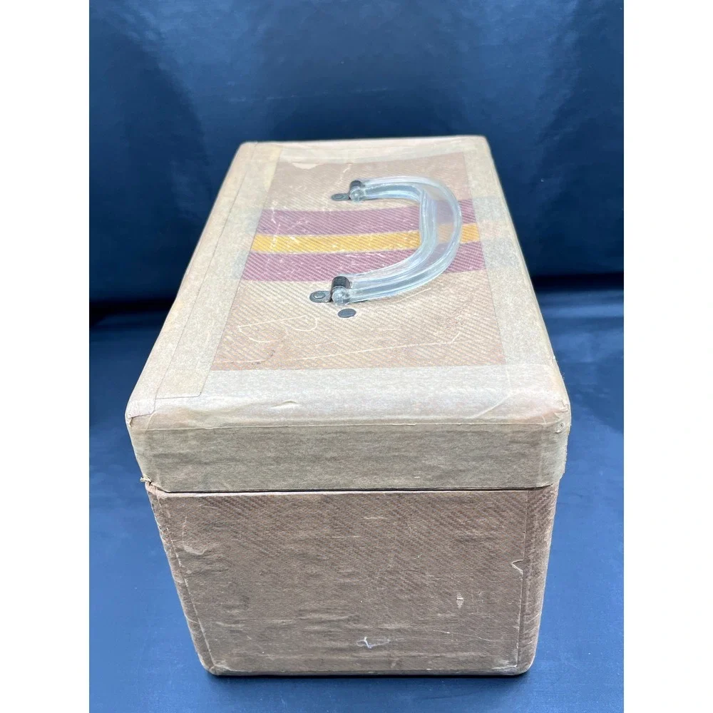 Vtg Vanity Case Train Luggage Retro Makeup Box Storage Trunk Handle Lock No Key