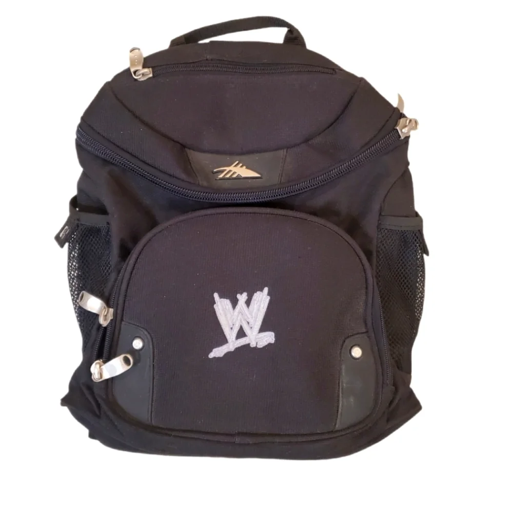WWF‎ Vintage High Sierra Black Mid Size School Travel Hiking Backpack - WWE