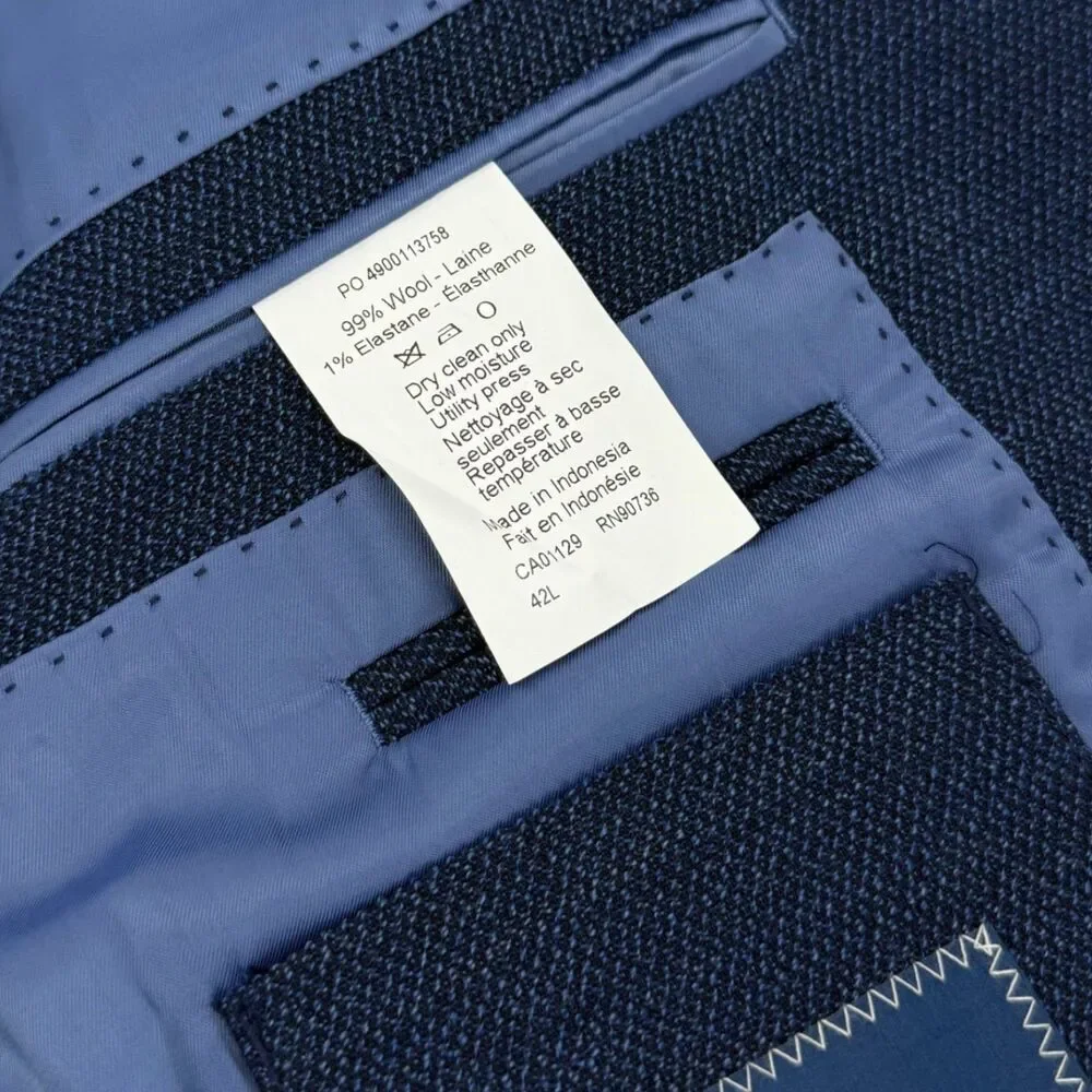 NWT Hart Schaffner Marx 10 Pocket Textured Wool Sportcoat Blazer Blue 42L