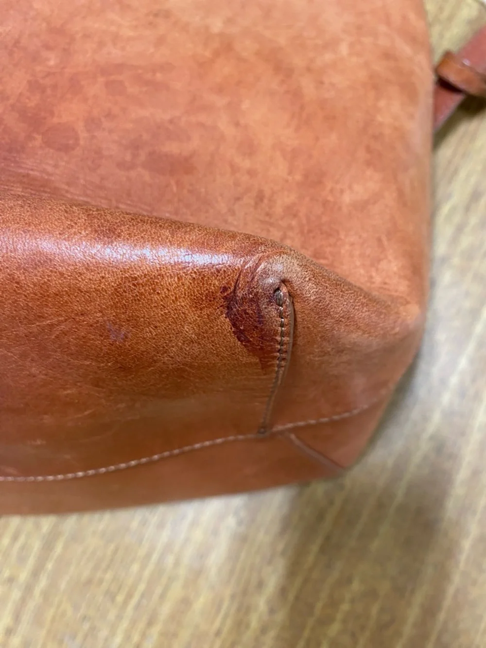 Mansur Gavriel Leather Drawstring Bucket Bag in Cognac Brown
