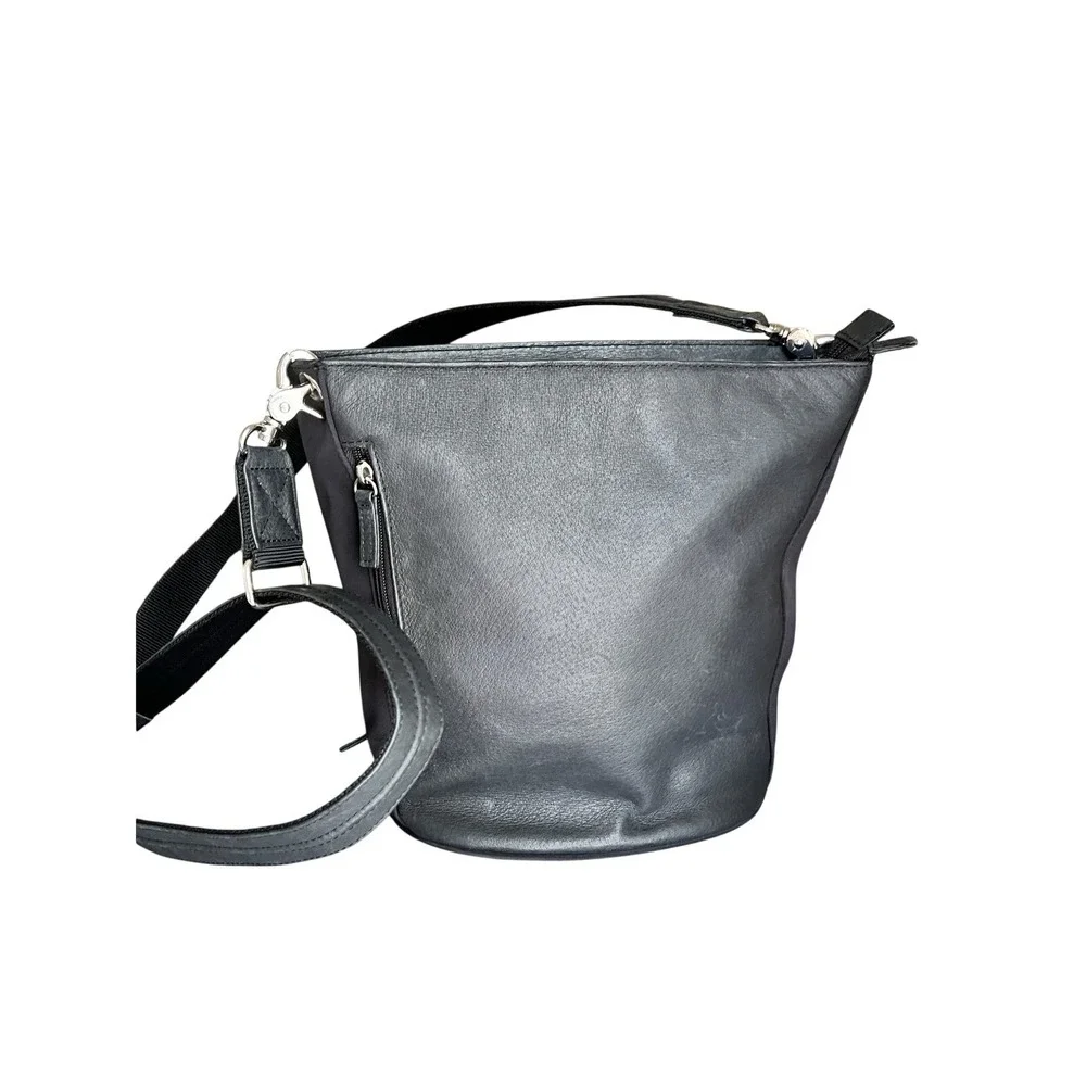 Bucket Tote Concealed Carry Purse Tumbled Leather GTM-19 Black