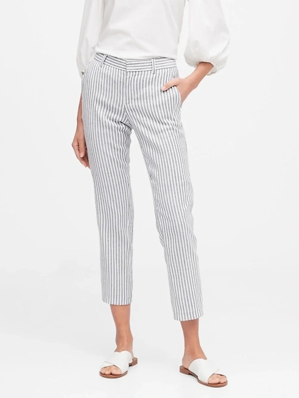 Banana Republic Petite Avery Straight Fit Linen Cotton Pants