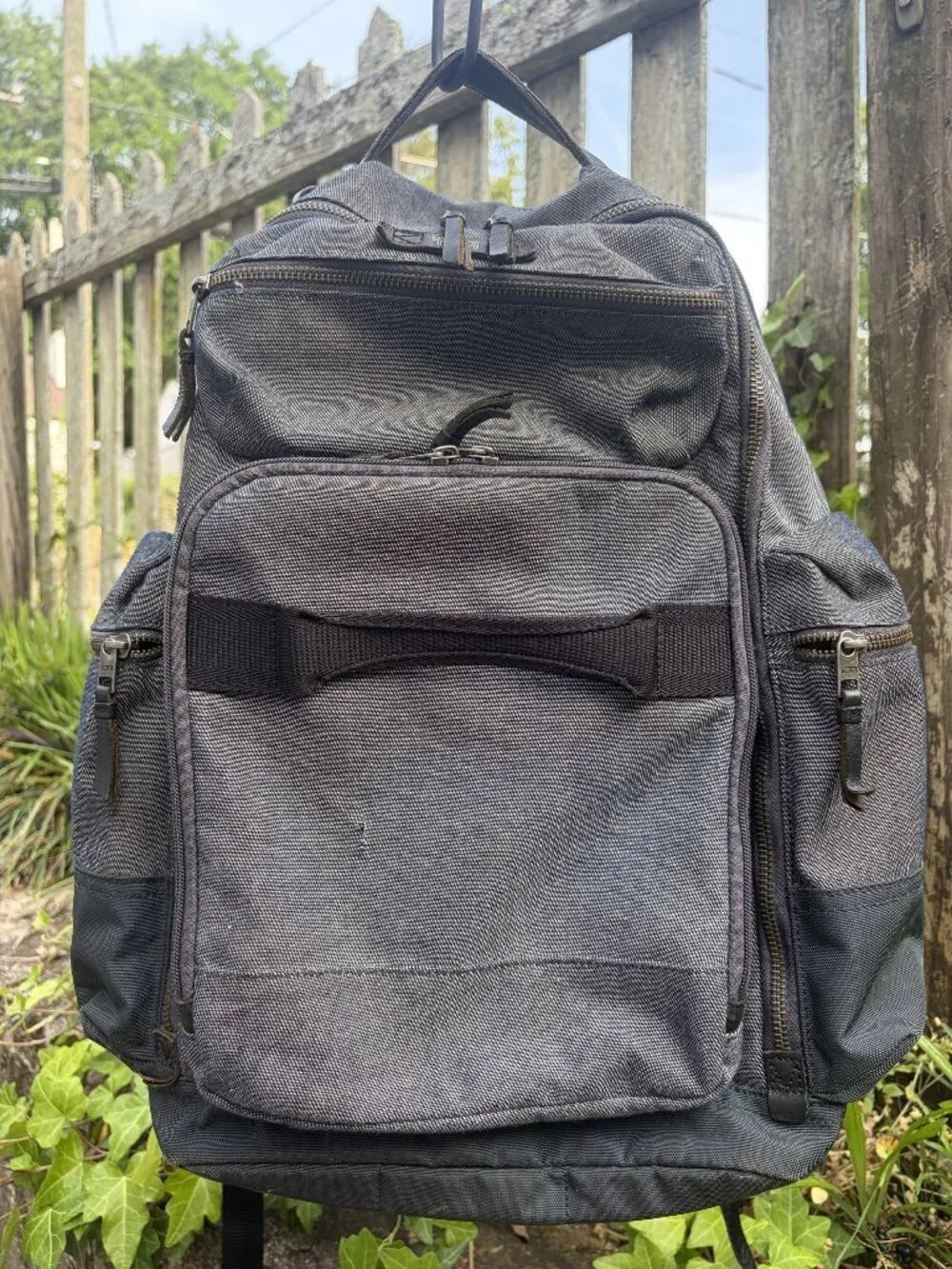 Tumi Alpha Bravo Denim Gray Backpack Multi Compartments Travel Work 61083
