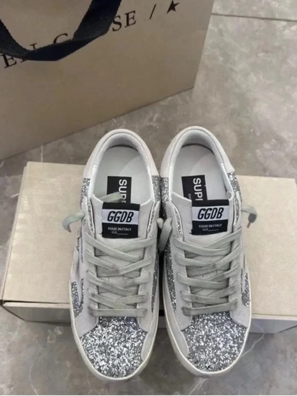 Golden Goose silver glitter