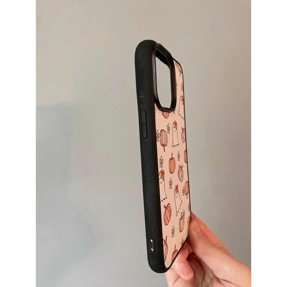 Phone Case Unisex iPhone 15 Pro Max White Ghost Pumpkin Fall Halloween Pattern