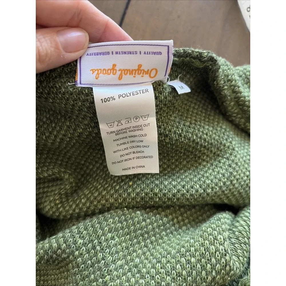 Arvil Hill Hooded Poncho Cloak Mens Size M Green Striped Geometric Knit Festival