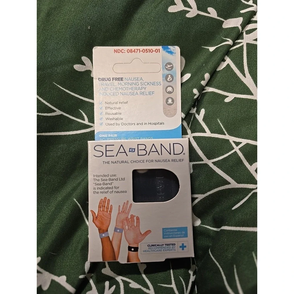 Sea-Band Wristband Travel Sickness 1-Pair Black NIP Nausea Relief 2ct Pack