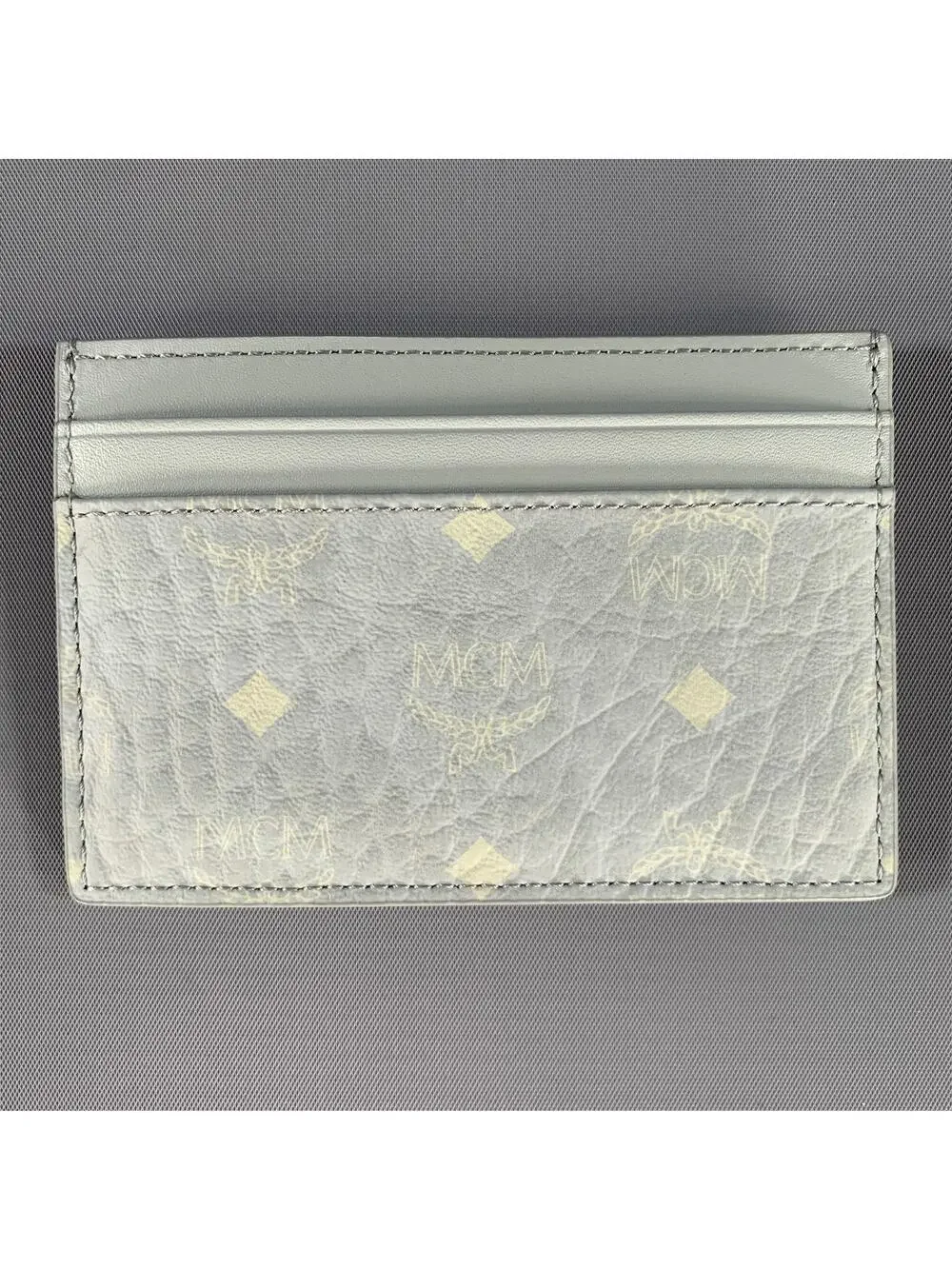 MCM Grey Logo Leather Card Case