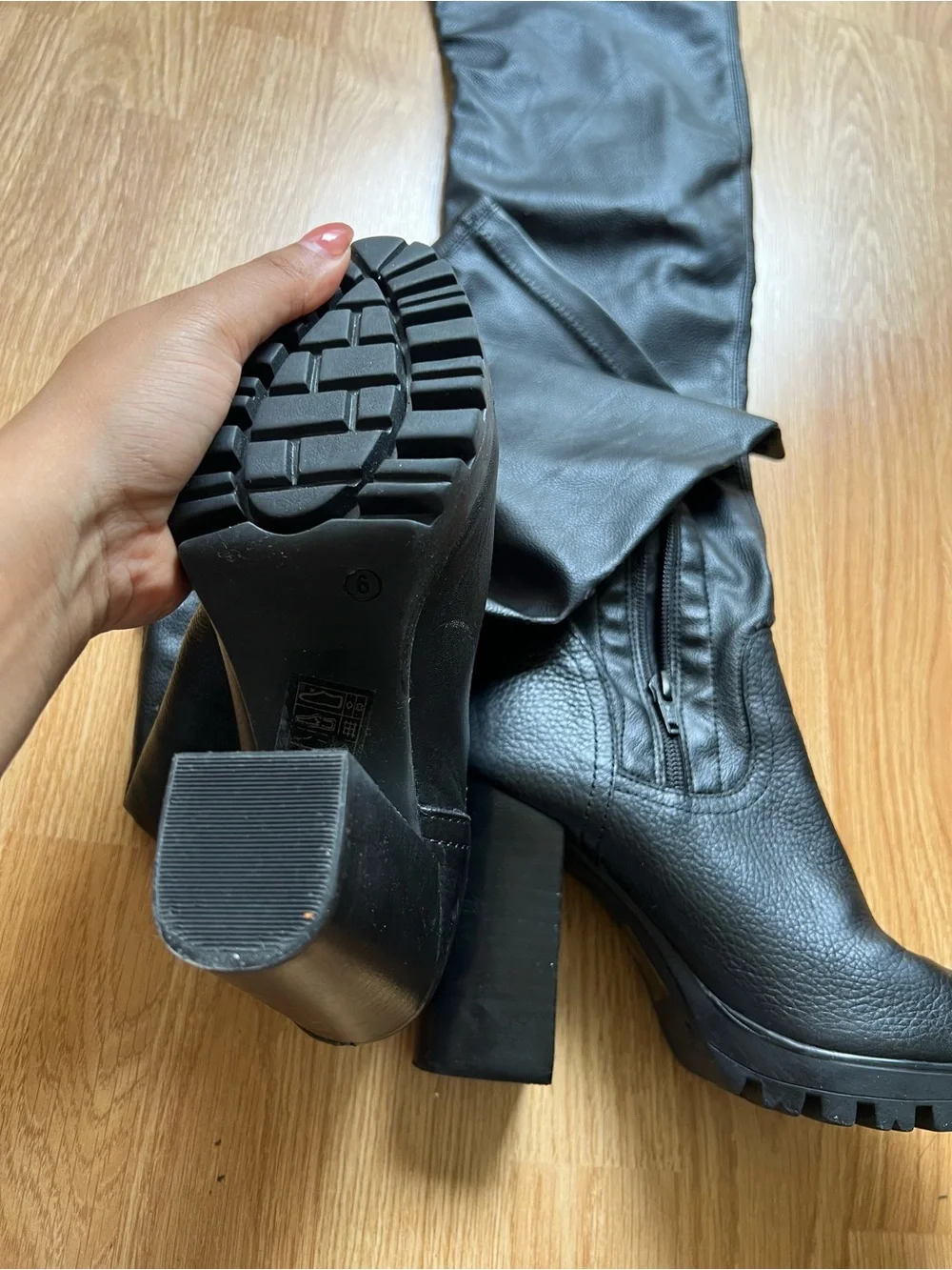 Steve Madden Black Over-the-Knee Chunky Heel Boots