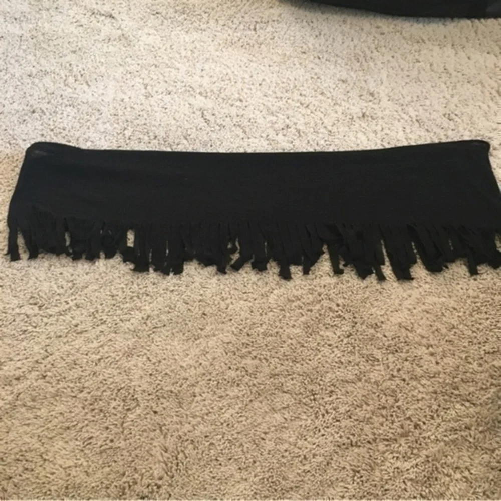 Girls size 10 Justice black fringe wrap around infinity scarf