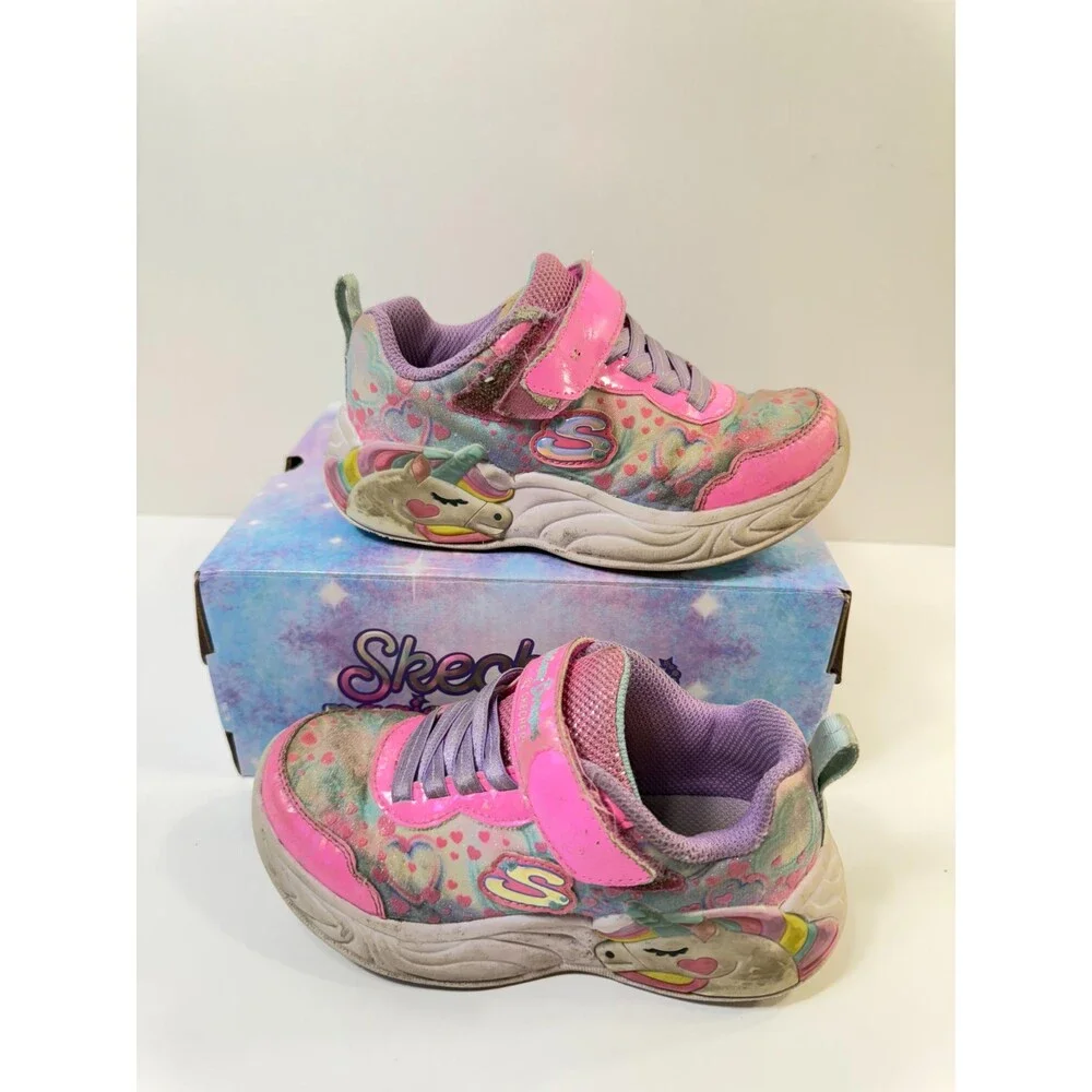 Skechers Kids Girls Unicorn Dreams Sneaker, Pink/Multi, 11 Little Kid