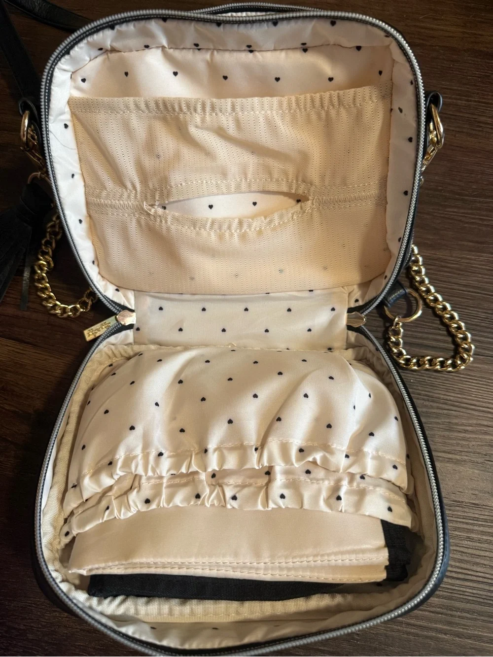 Itzy Ritzy Black Studded Crossbody with Gold Chain & Tassel