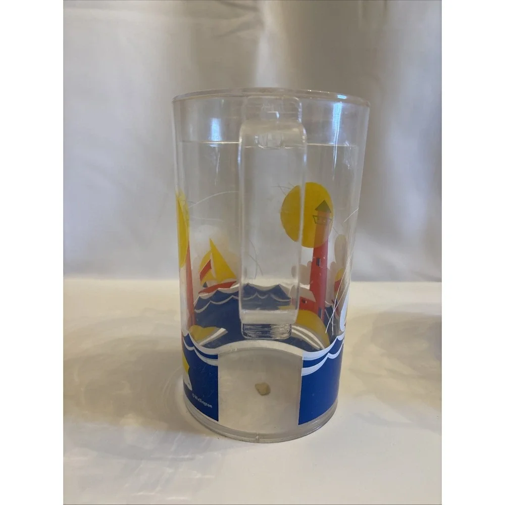 VTG 1990's Wellington‎ SailBoat & Lighthouse Acrylic Pitcher/IceBucket Tongs