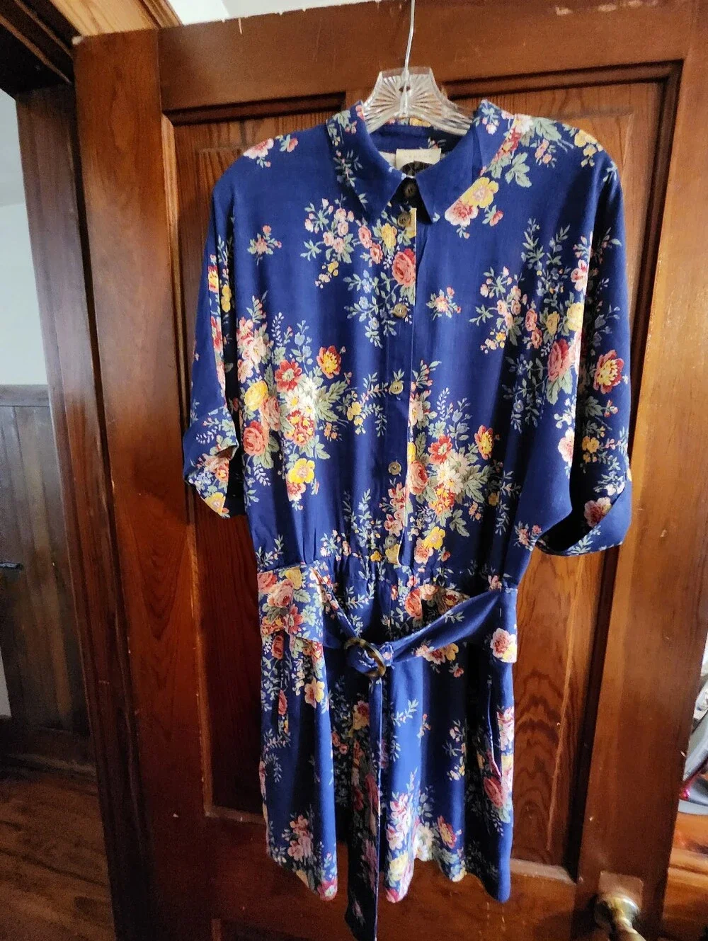 Sezane Navy Floral Linen Blend Romper