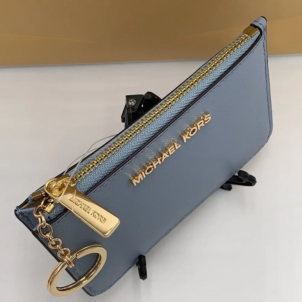 MICHAEL KORS SMALL TOP ZIP COINPOUCH WITH ID CARD PALE BLUE  COLOR