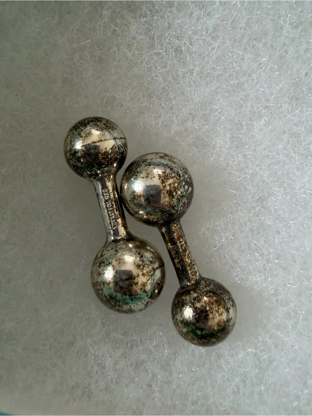 Vintage Silver-Tone Double Ball Cufflinks