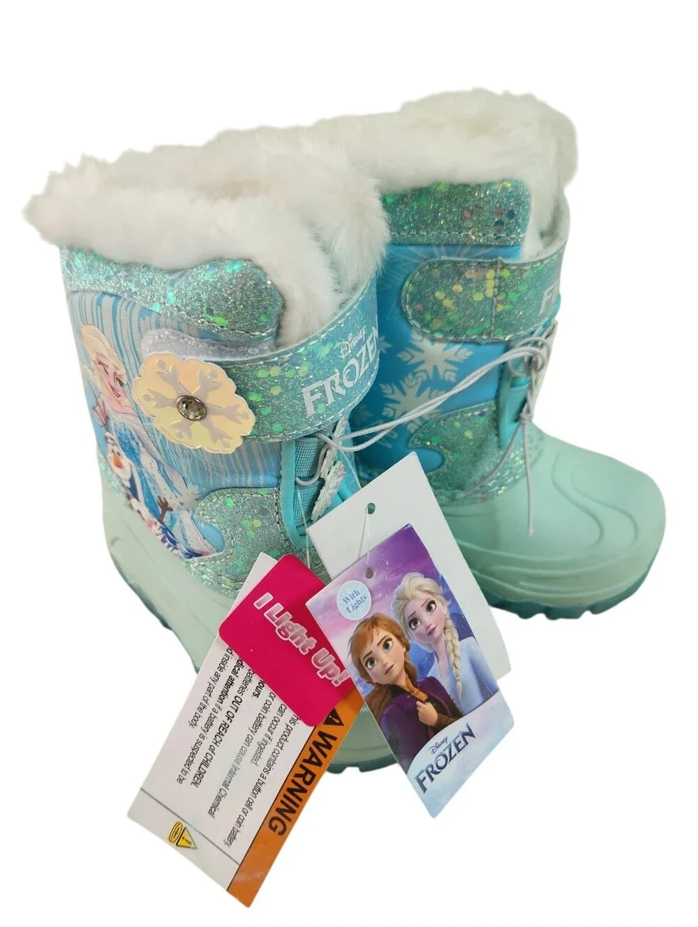 NWT Disney Frozen Toddler Girl Light Up Boots Waterproof Winter Boots Size 7