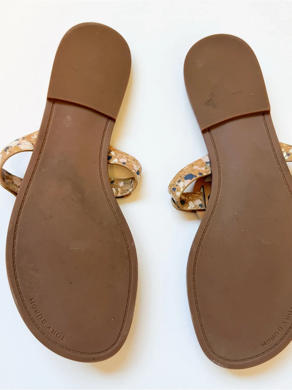 Tory Burch Brown Speckled Leather Miller Sandals size 9