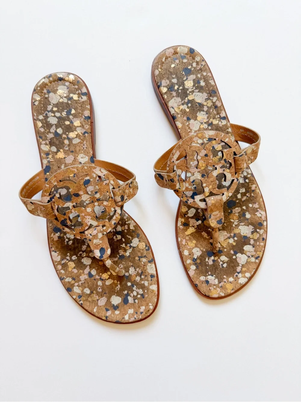 Tory Burch Brown Speckled Leather Miller Sandals size 9