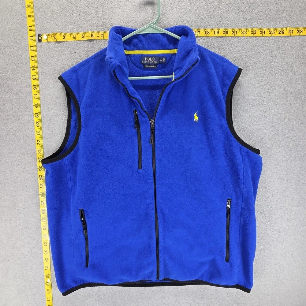 Polo Ralph Lauren Vest Mens XL Blue Fleece Full Zip Performance Outdoor