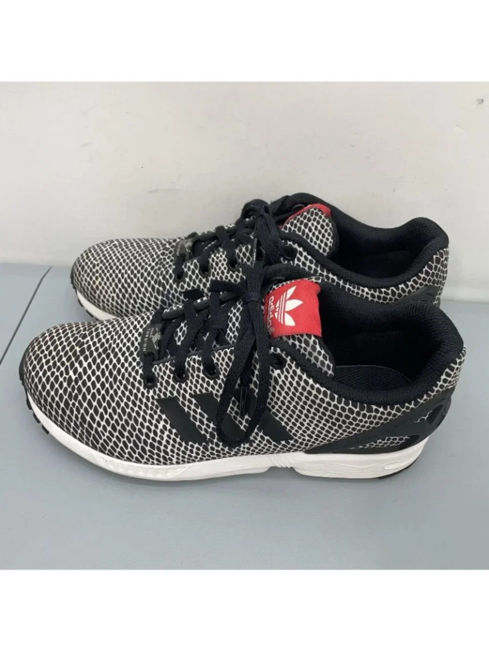adidas ZX Flux Sneakers Shoes Torsion Casual Geometric Black Snakeskin Mens 6