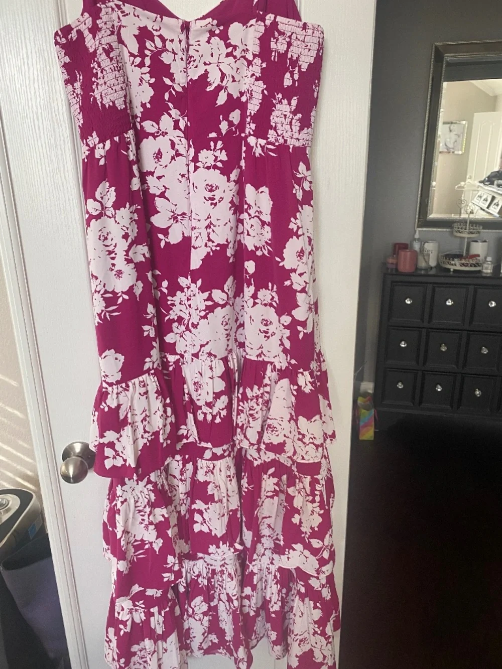ABERCOMBIE & FITCH MAGENTAL FLORAL TIERED MAXI DRESS SIZE XL