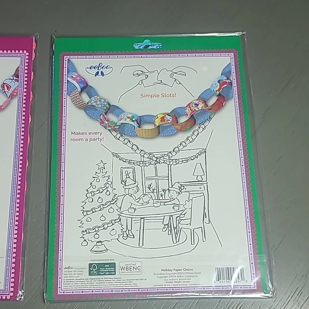 eeBoo Colorful Paper Chains Decoration Set Of 2