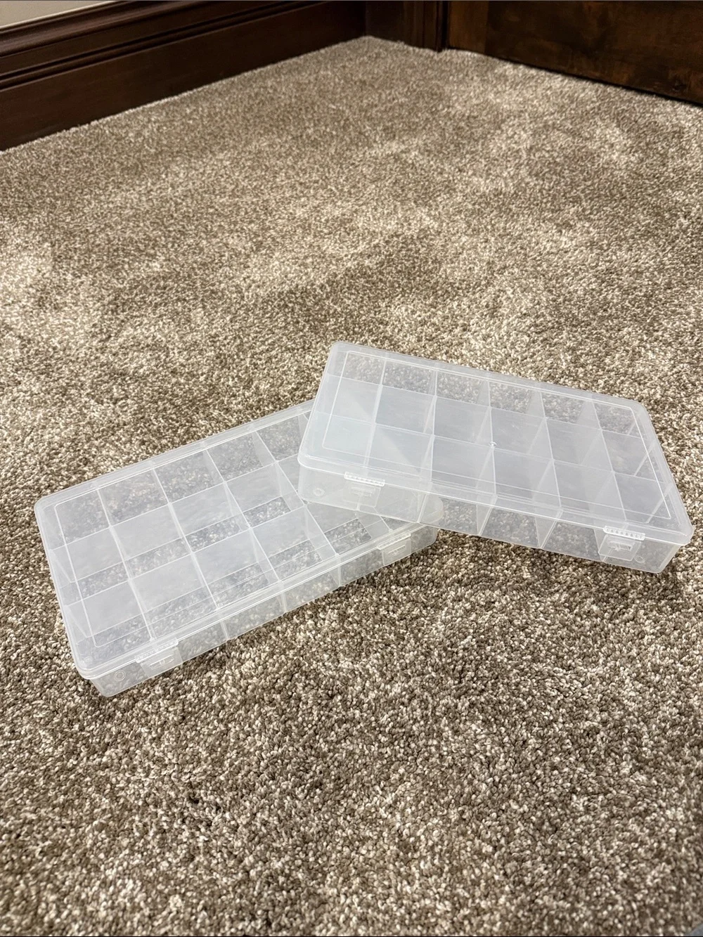 (2) Clear Plastic Compartment Storage Box - 18 Grid