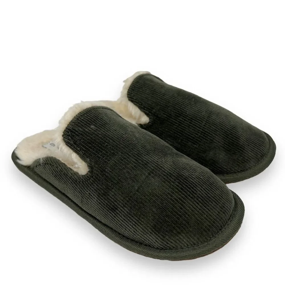 Crewcuts Boys Slippers Forrest Green Curduroy Sz. 5