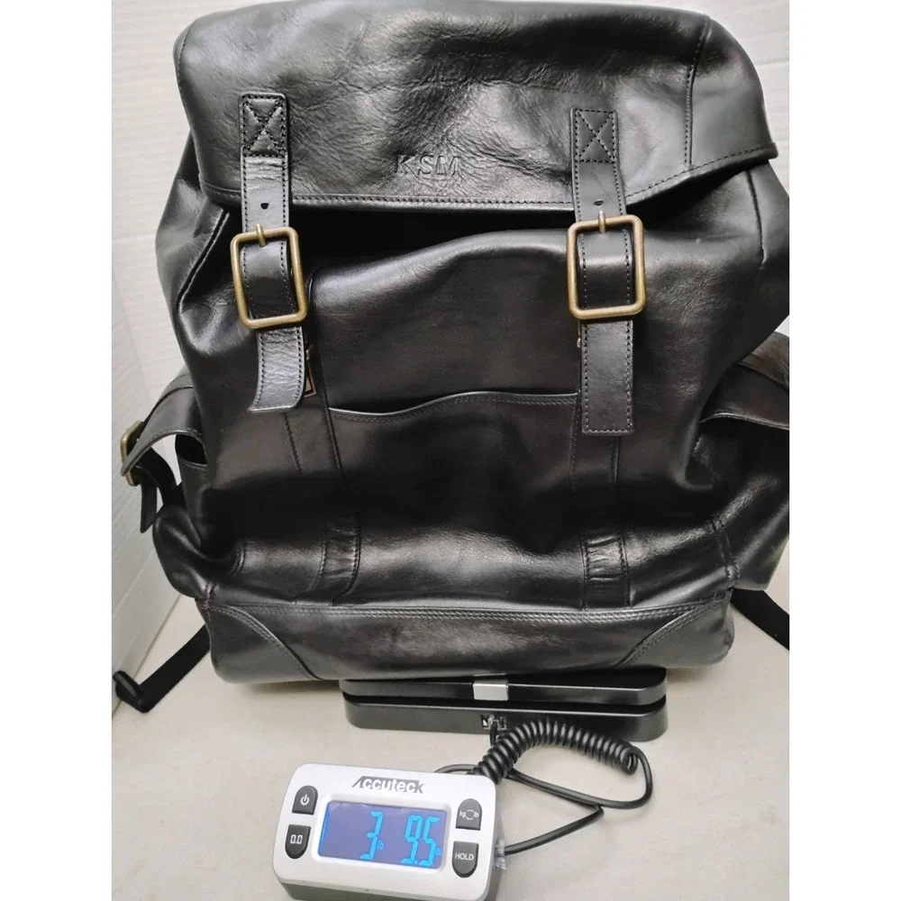 Bosca Luggage Black Leather Carry On Backpack Bag Laptop Case Italian Luxe VTG?