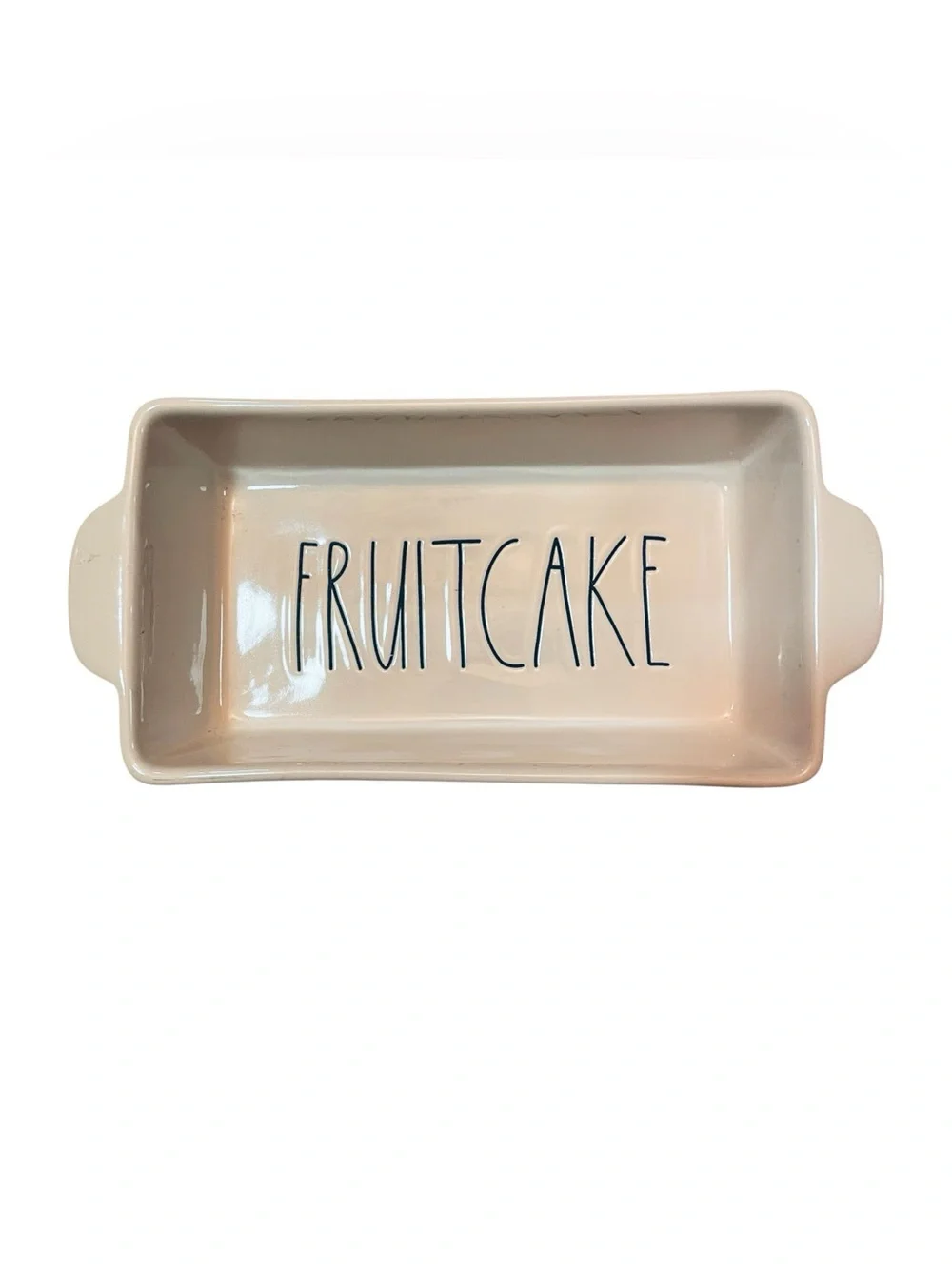 Rae Dunn by Magenta Holiday Rectangular Ceramic Fruitcake Loaf Pan Christmas