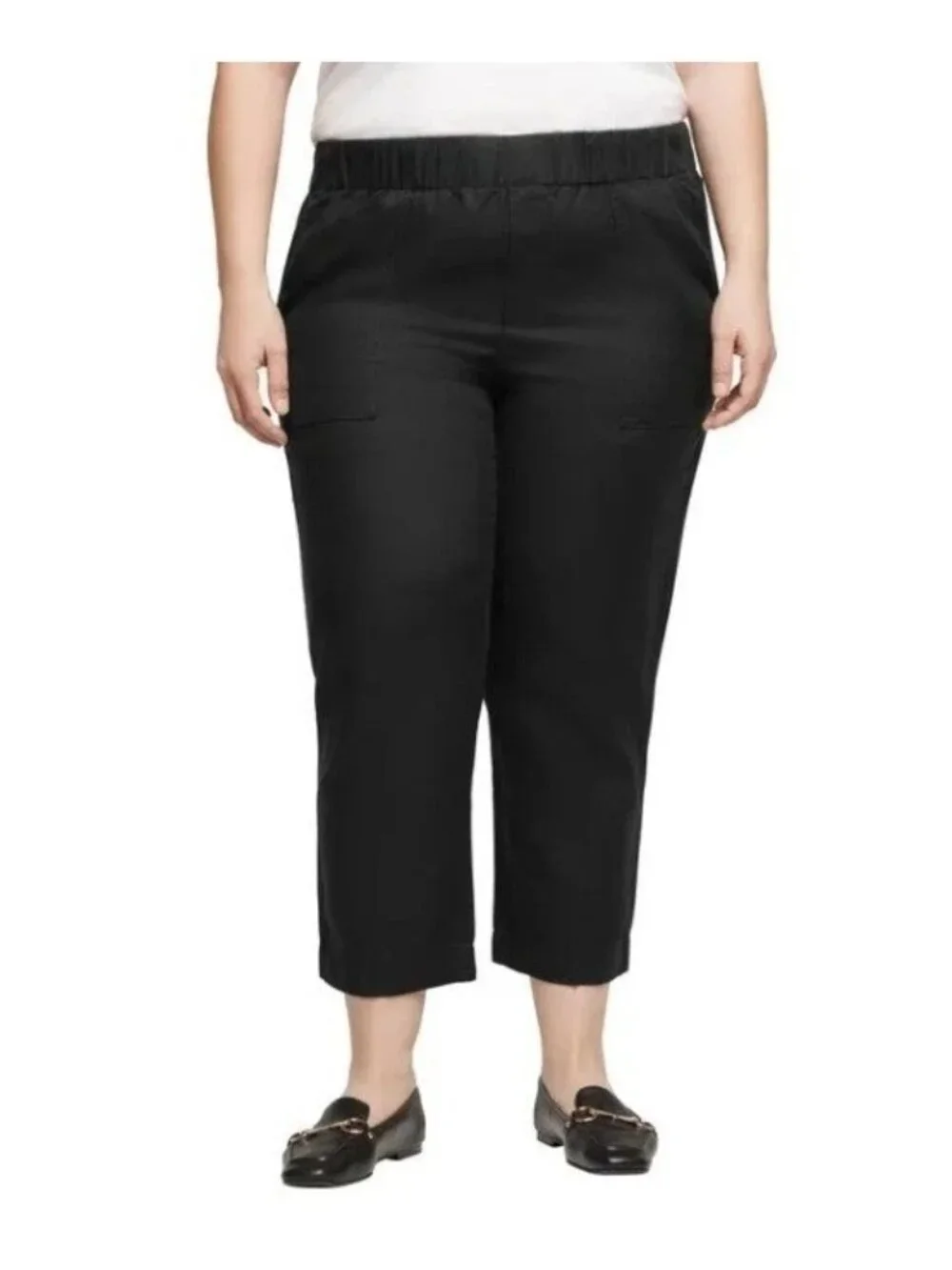 NWT Banana Republic Women's XXL Black Tapered Crop Pants Linen Blend  B1688