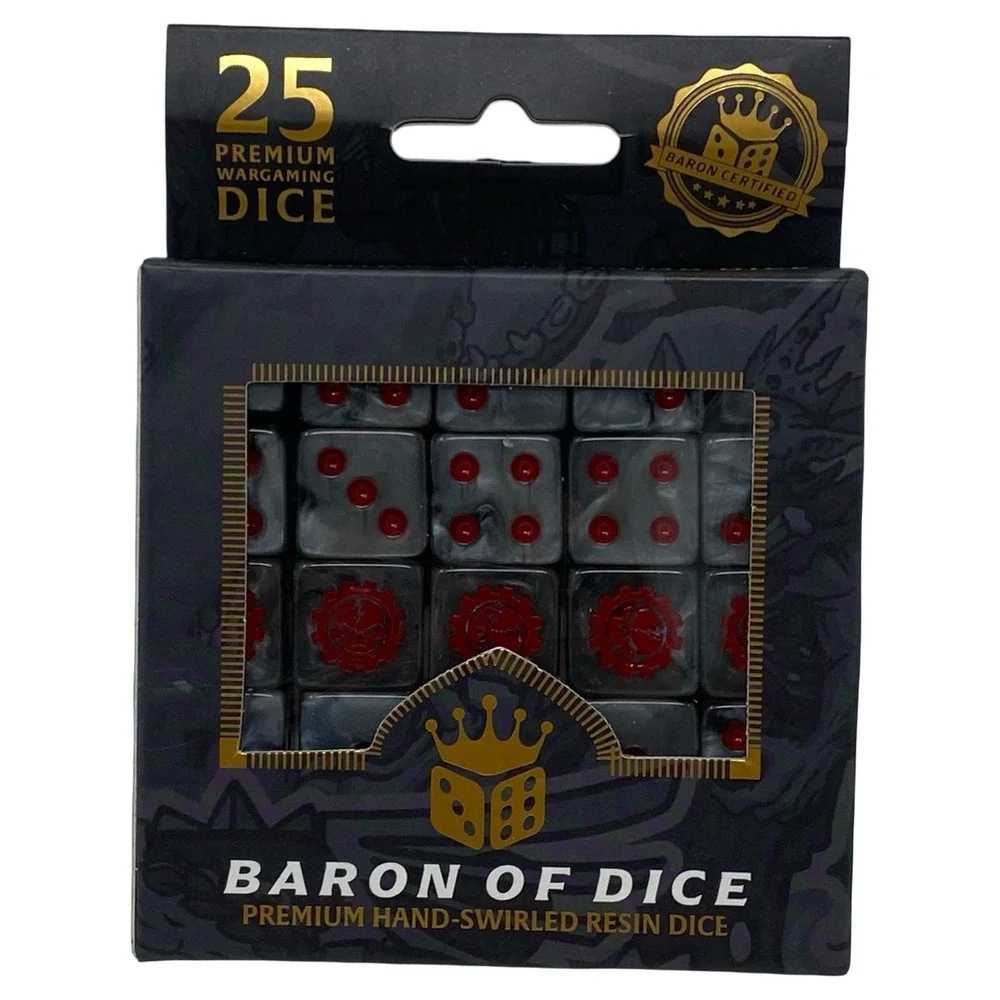 Baron of Dice Death Engines 25 Premium Wargaming Grey Red Skull Resin RPG Gaming