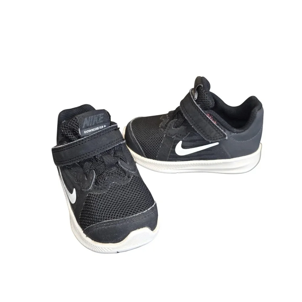 Nike Downshifter 8 Shoes Toddler Boys 5C Black Mesh Hook & Loop Running Sneakers
